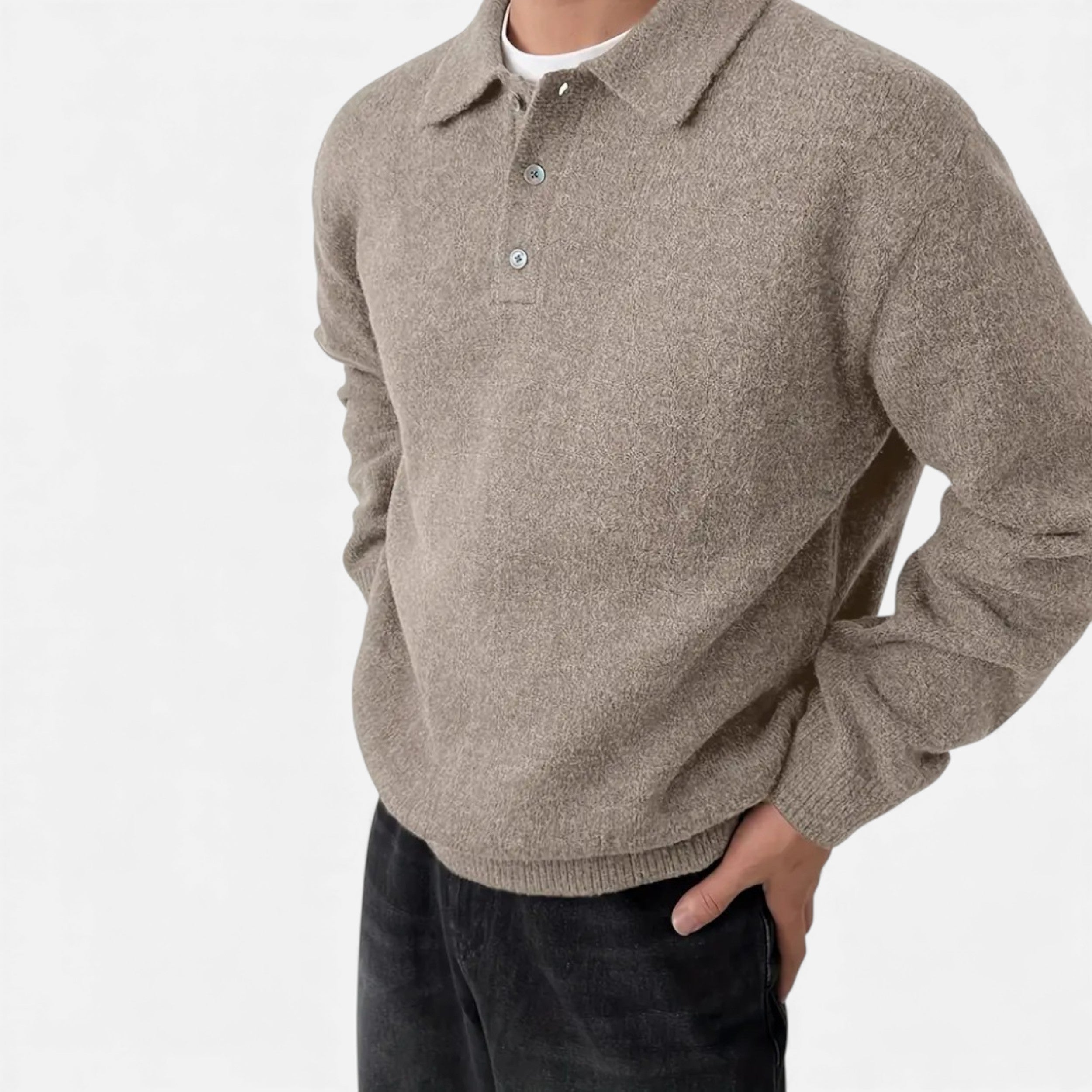 Célouris | Men’s Stretch-Knit Open-Front Sweater